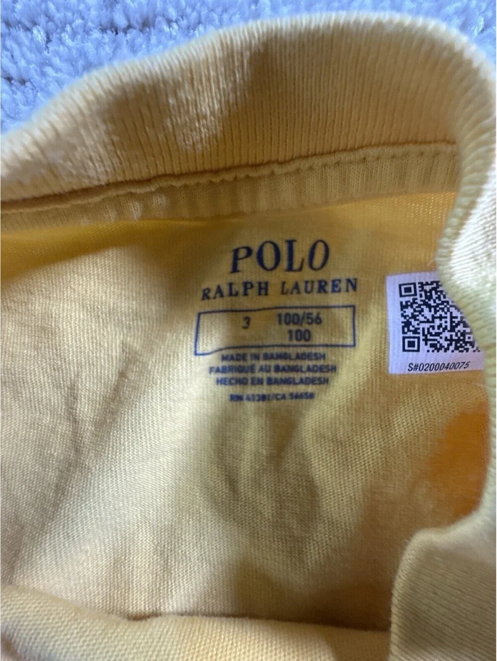 Polo Ralph Lauren Kids Yellow Polo Bear Cotton Tee Shirt Size 3T Long sleeve